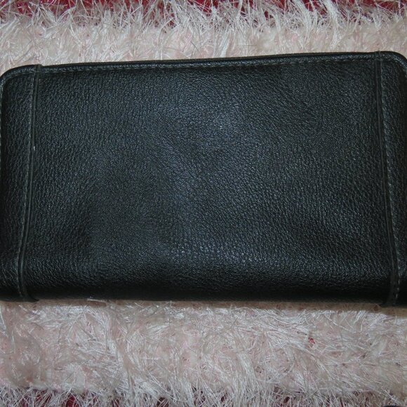 BOGO Franco Sarto Black Leather Long Wallet Clutch Double Zip Multi Compartment - Picture 3 of 14